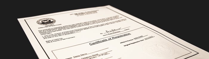 Certificate of Registration document